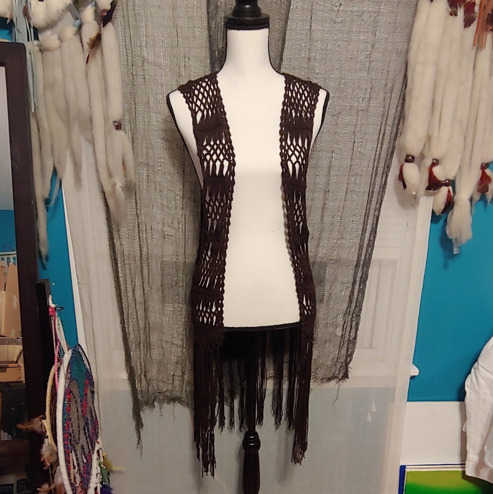 COPY - EARTHBOUND crocheted fringe vest